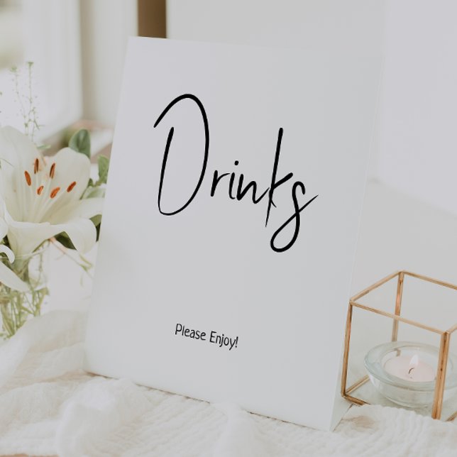Simple Modern Neutral Baby Shower Drinks Pedestal Sign (Creator Uploaded)
