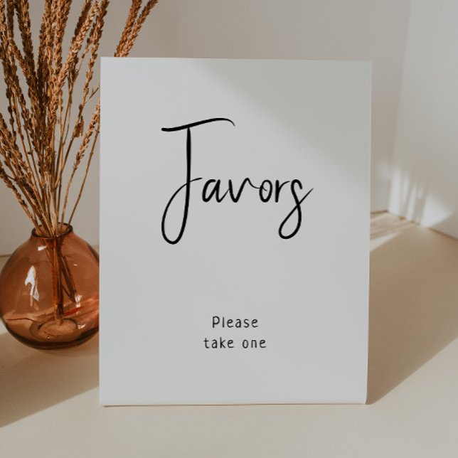 Simple Modern Neutral Baby Shower Favors Pedestal Sign (Creator Uploaded)