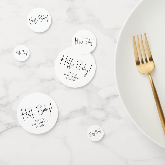 Simple Modern Neutral Baby Shower Hello Baby Confetti (Group)