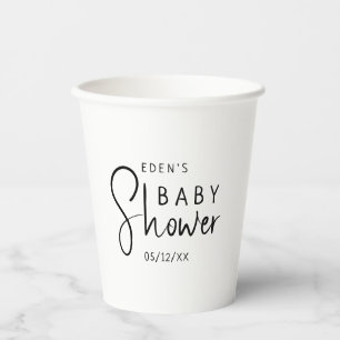 Simple Modern Neutral Baby Shower Paper Cups