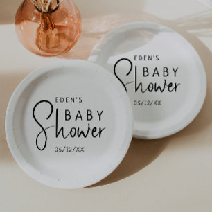 Simple Modern Neutral Baby Shower Paper Plates