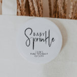 Simple Modern Neutral Baby Sprinkle Button<br><div class="desc">Celebrate your little one with our simple modern neutral baby sprinkle button, featuring a minimalist black-and-white design that is modern and pretty. With its clean, boho-inspired aesthetic, the contemporary, gender-neutral vibe is perfect for welcoming a baby boy or girl in any season—whether it's fall, winter, spring, or beyond. This unisex...</div>
