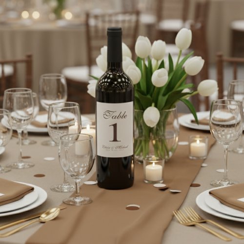 Simple Modern Neutral Brown Wedding Table Number 