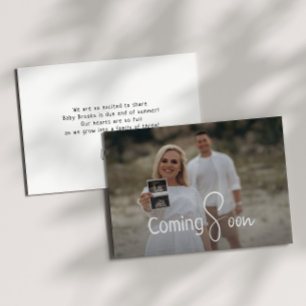 Simple Modern Neutral Coming Soon Pregnancy Announcement