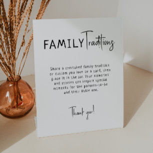 Simple Modern Neutral Family Traditions Pedestal Sign