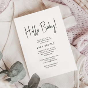 Simple Modern Neutral Hello Baby! Baby Shower Invitation