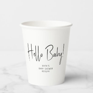 Simple Modern Neutral Hello Baby! Baby Shower Paper Cups