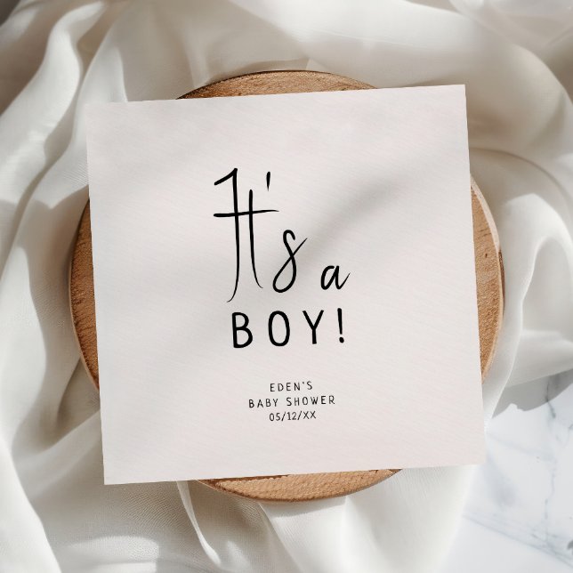Simple Modern Neutral It's A Boy! Baby Shower Napkins (Creator Uploaded)