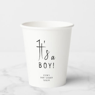 Simple Modern Neutral It's a Boy Baby Shower Paper Cups