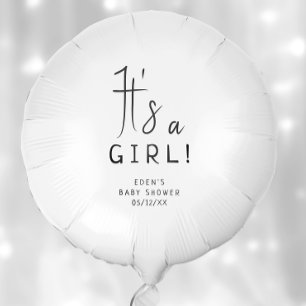 Simple Modern Neutral It's A Girl Baby Shower Balloon