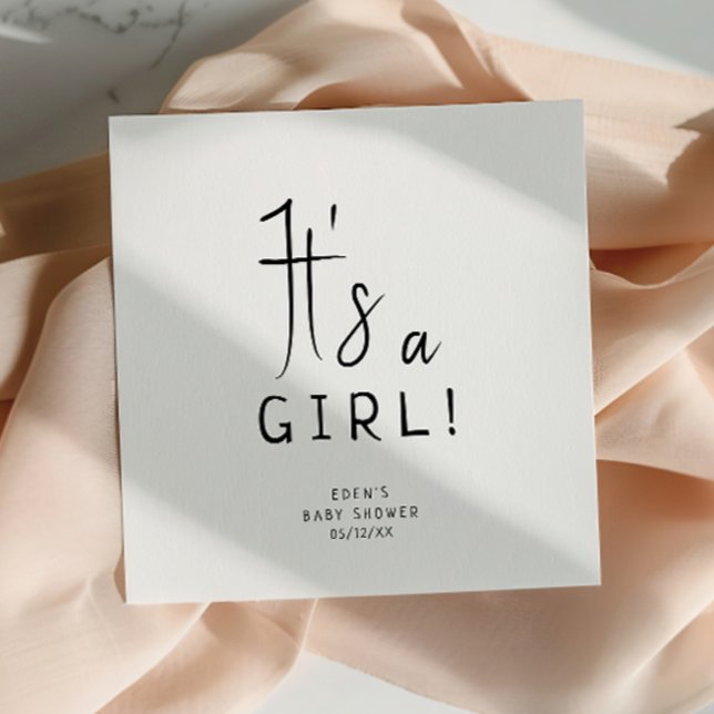 Simple Modern Neutral It's A Girl Baby Shower Napkins (Creator Uploaded)