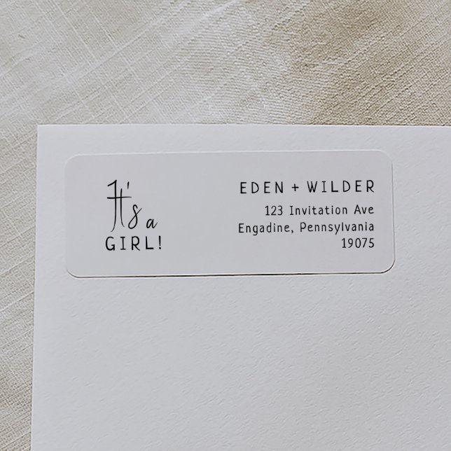 Simple Modern Neutral It's A Girl Return Address Label (Creator Uploaded)