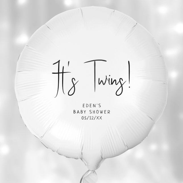 Simple Modern Neutral It's Twins Baby Shower Balloon (Creator Uploaded)
