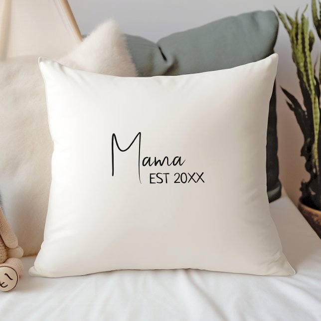 Simple Modern Neutral Mama Est Throw Pillow (Creator Uploaded)