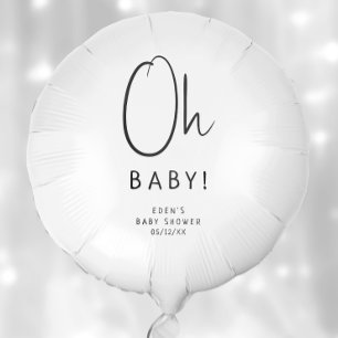 Simple Modern Neutral Oh Baby! Baby Shower Balloon