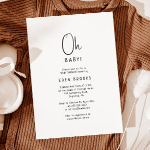 Simple Modern Neutral Oh Baby! Baby Shower Invitation