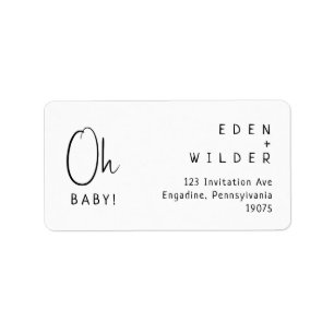 Simple Modern Neutral Oh Baby RSVP Return Address Label
