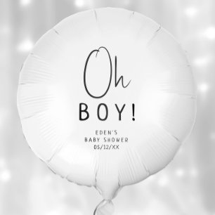 Simple Modern Neutral Oh Boy! Baby Shower Balloon