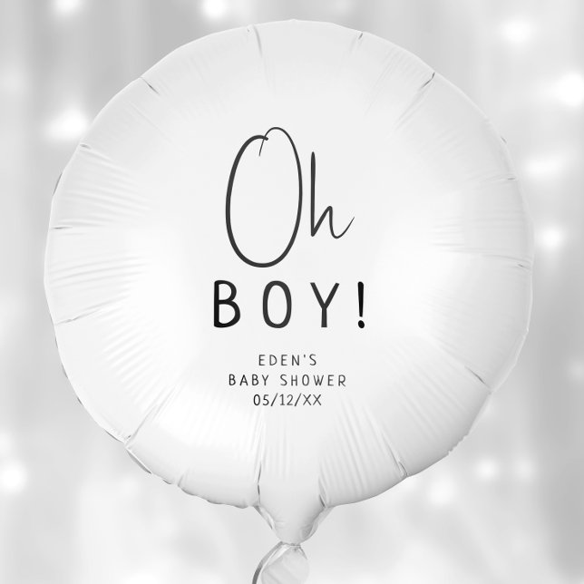 Simple Modern Neutral Oh Boy! Baby Shower Balloon (Creator Uploaded)