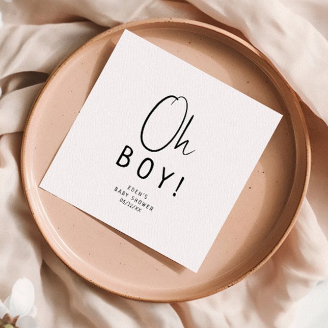 Simple Modern Neutral Oh Boy Baby Shower Napkins (Creator Uploaded)