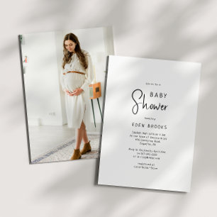 Simple Modern Neutral Photo Baby Shower Invitation
