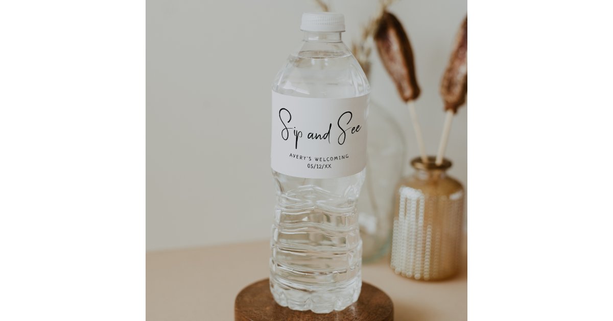 Simple Modern Neutral Sip And See Water Bottle Label | Zazzle