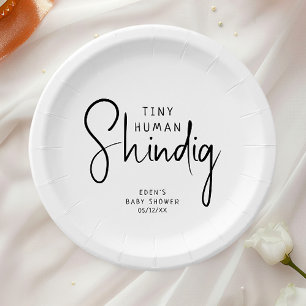 Simple Modern Neutral Tiny Human Shindig Paper Plates