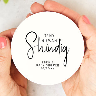 Simple Modern Neutral Tiny Human Shindig Round Paper Coaster