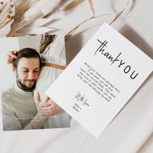 Simple Modern Neutral Vertical Baby Shower Photo Thank You Card