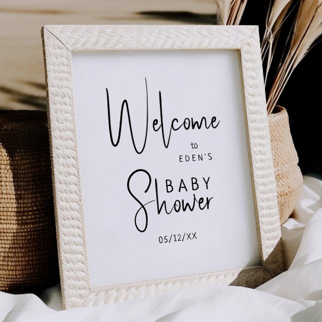 Simple Modern Neutral Welcome Baby Shower Sign (Creator Uploaded)