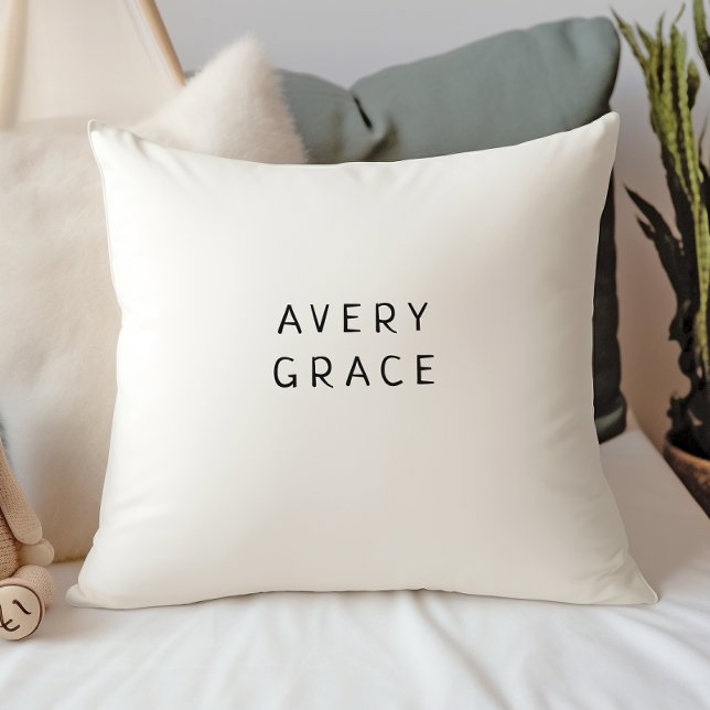 Simple Modern Neutral With Baby Name Throw Pillow (Creator Uploaded)