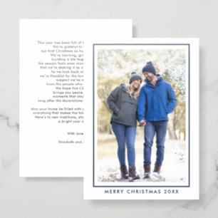 Simple Modern Newlywed Couple Christmas Letterpress Photo Cards