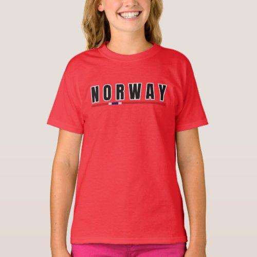 Simple Modern norway norwegian Letter Flag Souveni T_Shirt