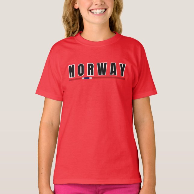 Simple Modern norway norwegian Letter Flag Souveni T-Shirt (Front)