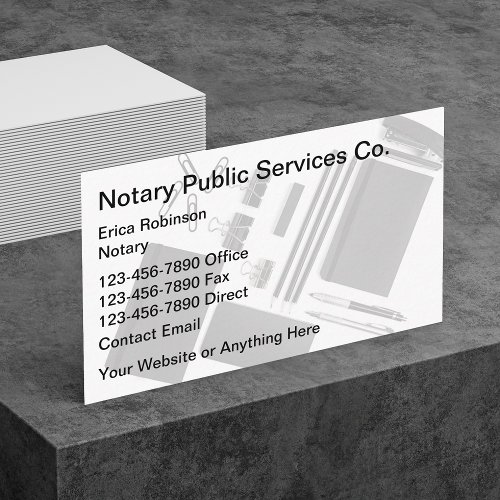 Simple Modern Notary Public Business Cards