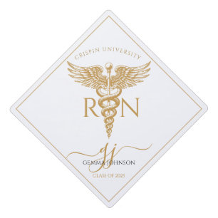 Simple Modern Nurse Graduation Party Gold Script Cap Topper