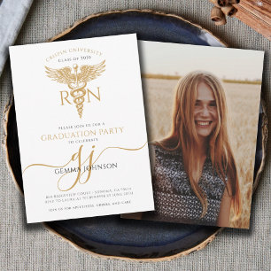 Simple Modern Nurse Photo Graduation Party Script Invitation