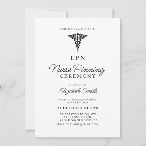 simple modern nurse pinning ceremony invitation
