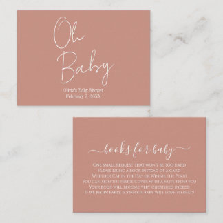 Simple Modern Oh Baby Blush Rose Baby Shower Enclosure Card