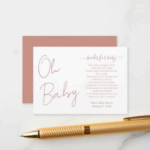 Simple Modern Oh Baby Blush Rose Baby Shower  Enclosure Card