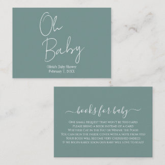 Simple Modern Oh Baby Sage Green Baby Shower Enclosure Card