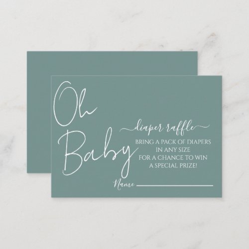 Simple Modern Oh Baby Sage Green Baby Shower Enclosure Card