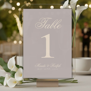 Simple Modern Old Money Vintage Mauve Wedding Table Number