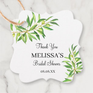 Simple Modern Olive Branch Greenery Thank You Favor Tags