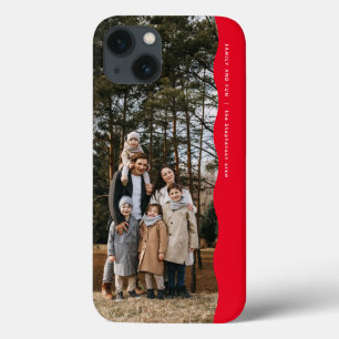 Simple modern one photo wavy edge trendy red iPhone 13 case