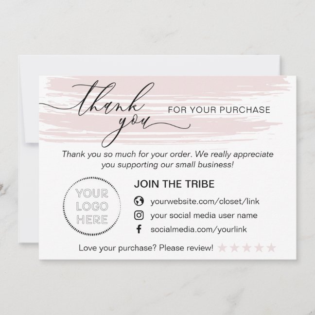 Simple Modern Online Shop Purchase Small Business Thank You Card