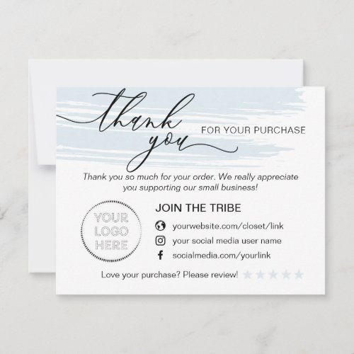 Simple Modern Online Store Blue Small Business Thank You Card