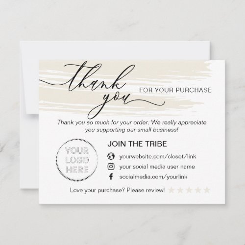 Simple Modern Online Store Logo Small Business Thank You Card