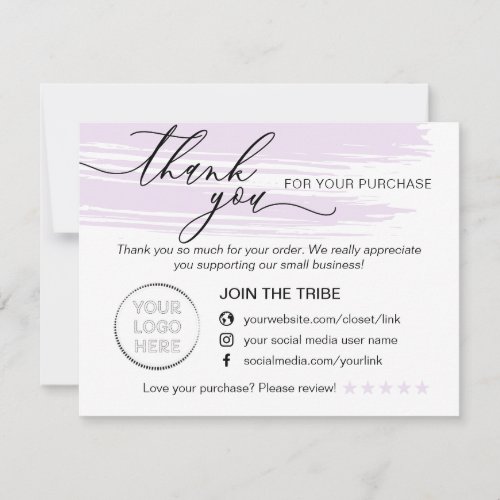 Simple Modern Online Store Purple Small Business Thank You Card