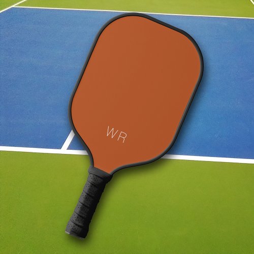 Simple Modern Orange Brown Monogram Initials  Pickleball Paddle